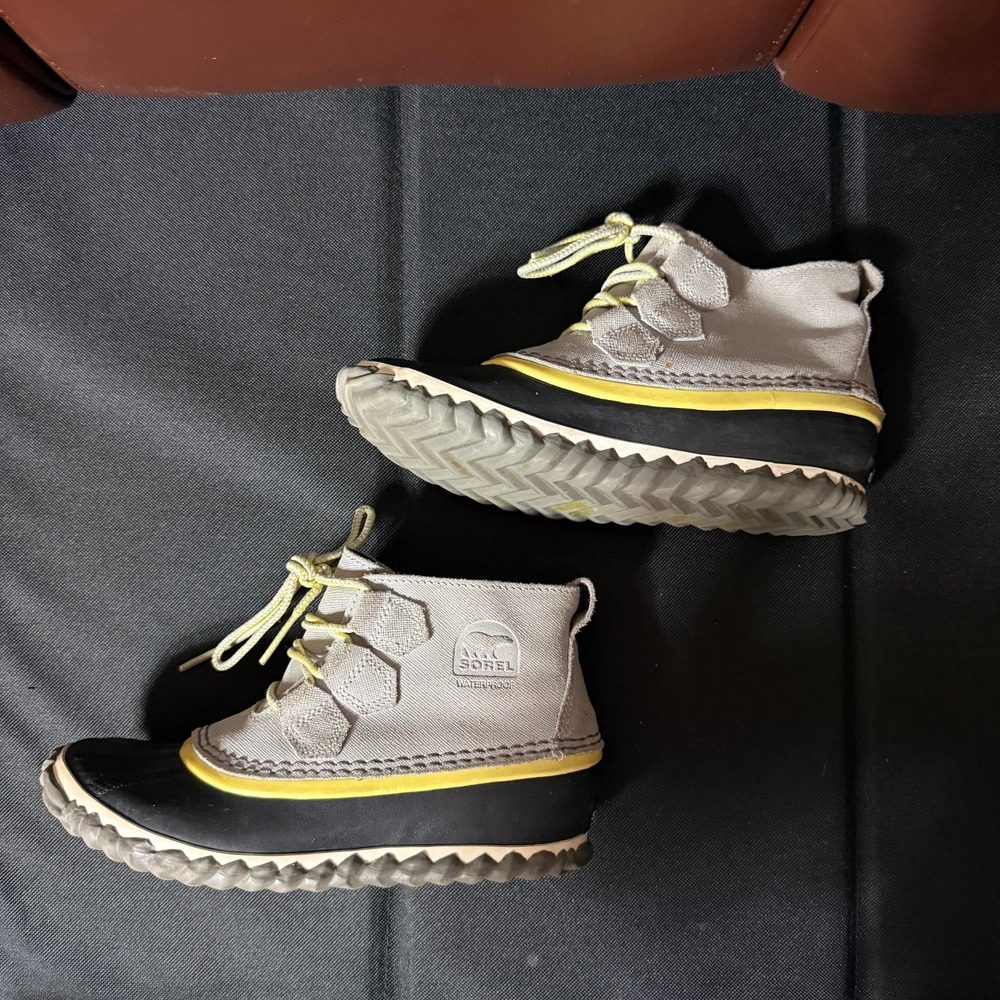 Sorel NL2339-081 Womens Waterproof Duck Boots Gray Yellow Lace Up Size 5 - Picture 7 of 12